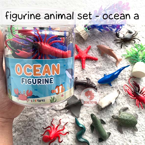 Zoetoys Small Ocean Animals Complete Medium | Aneka Mainan Hewan Kecil Binatang Figurine Animals Dalam Toples Miniatur Tanaman Hias | Mainan Edukasi Anak