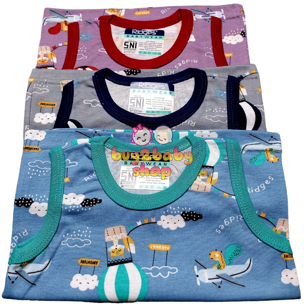3 PCS Singlet anak bayi kaos lengan kutung Ridges Limeted Edition usia 0-2 Tahun 1-3 PCS