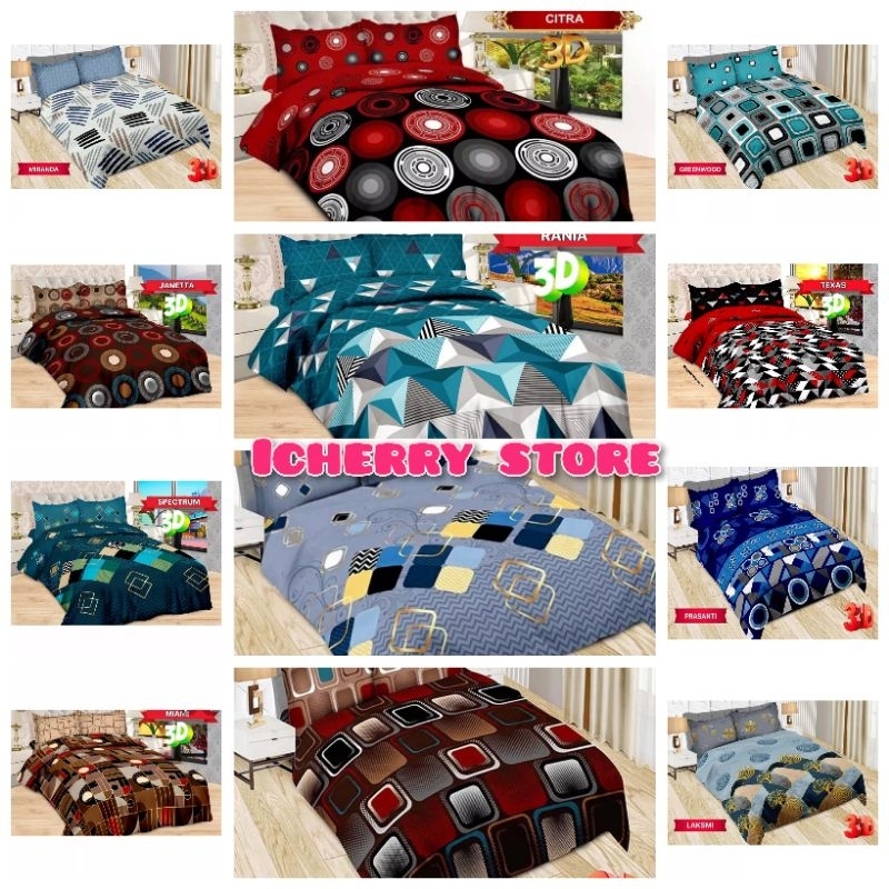 5in1 Full Set Bedcover + Sprei Bonita 3D Rumbai Karet King 180x200 Queen 160x200 Motif Janetta, Alic