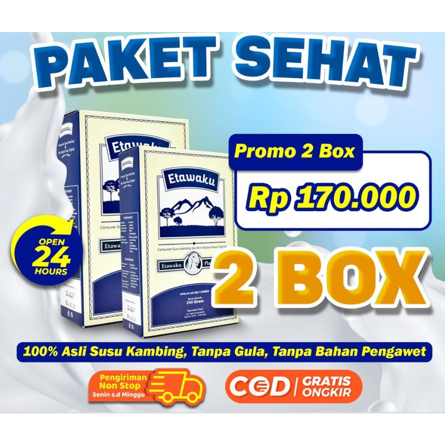 

Etawaku Platinum Paket 2 Box - Susu Kambing Etawa Penambah Kalsium Kuatkan Tulang & Sendi Solusi Atasi Gangguan Pernapasan Pernafasan Asma Bronkitis Pneumonia Sesek Napas Tingkatkan Kekebalan & Imunitas Tubuh