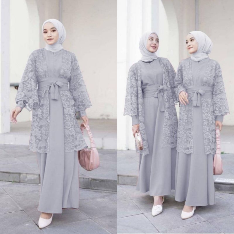 MAXI AQILA GAMIS DAN CARDIGAN 2IN 1 /GAMIS KONDANGAN/GAMIS UNDANGAN /GAMIS LEBARAN