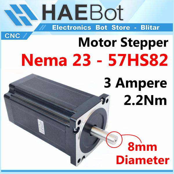 [HAEBOT] Motor Stepper Nema 23 57HS82 2.2Nm 82mm 3A 315OZ CNC Robot Laser Router Plasma Milling High Torque Mesin Induksi Slider Mekanik Bipolar 2 Phase Fasa Coil Dinamo Penggerak