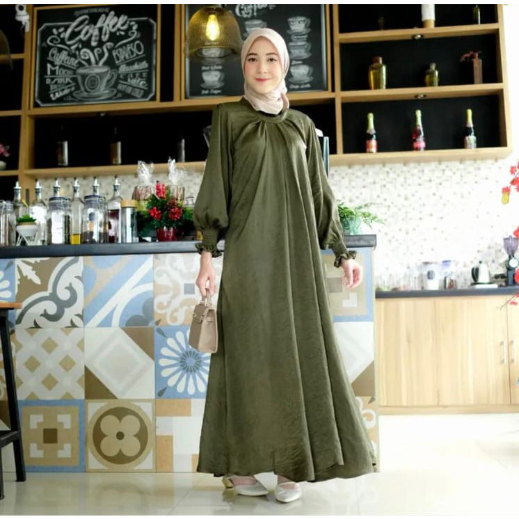 AMEZA ABAYA DRESS GAMIS WANITA MUSLIMAH SHIMER AIRFLOW CRINCKLE CRINCLE PREMIUM BTCSOLO TERMURAH