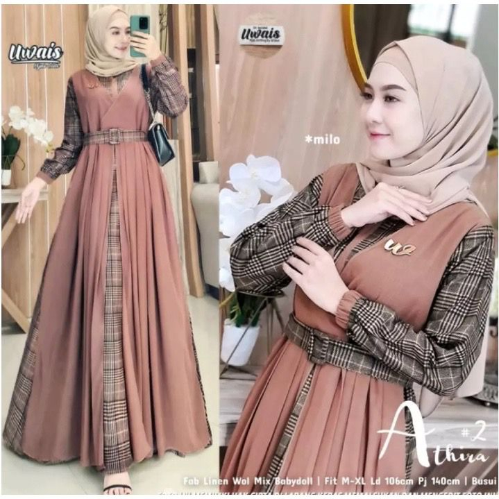 Gamis Athira Maxy Kotak || Realpict (COD Bayar Ditempat)