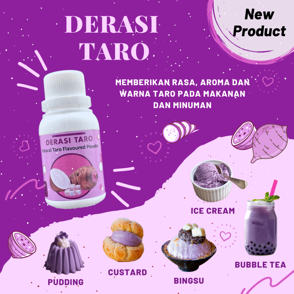 

Derasi Taro - Perisa dan Pewarna Makanan Alami | Natural Taro Flavored Powder | Perasa Taro