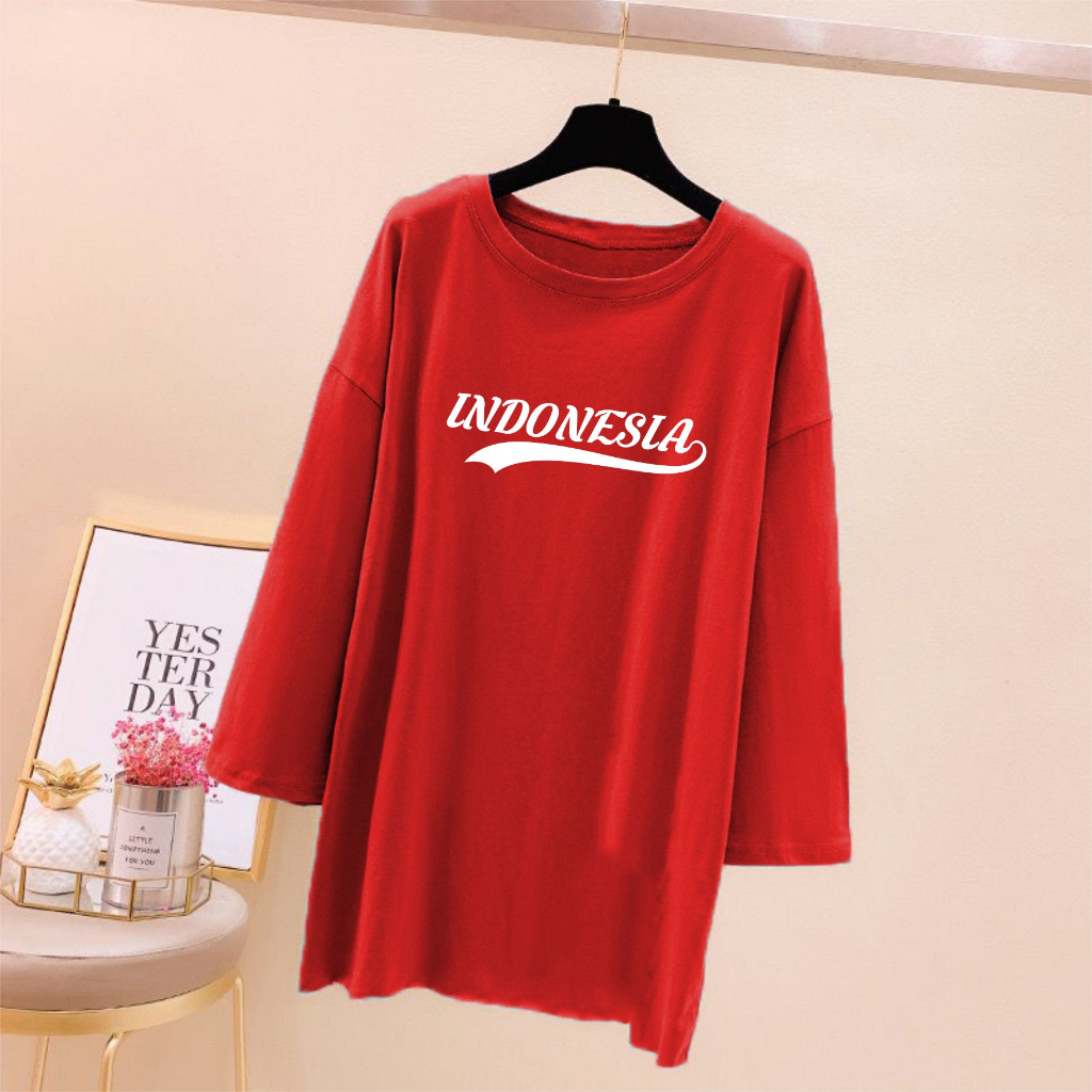 kaos oversize katun combed wanita jumbo 17 agustus indonesia