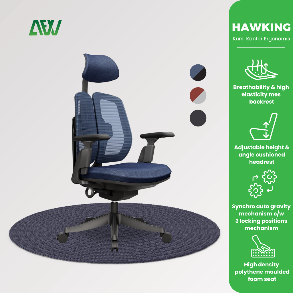 HAWKING Kursi Kantor Ergonomis Kursi Kerja Working Gaming Chair