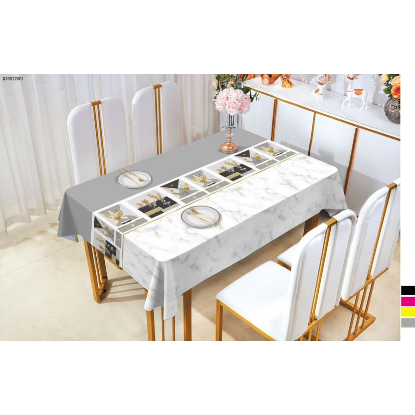 Premium PVC Table Cloth / Taplak Meja Makan Waterproof Tahan Air 140x180