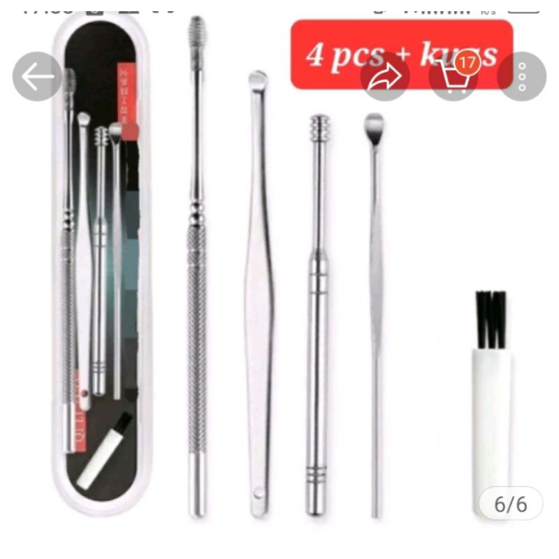 SET PEMBERSIH TELINGA KOREK KUPING ISI 4 PLUS KUAS