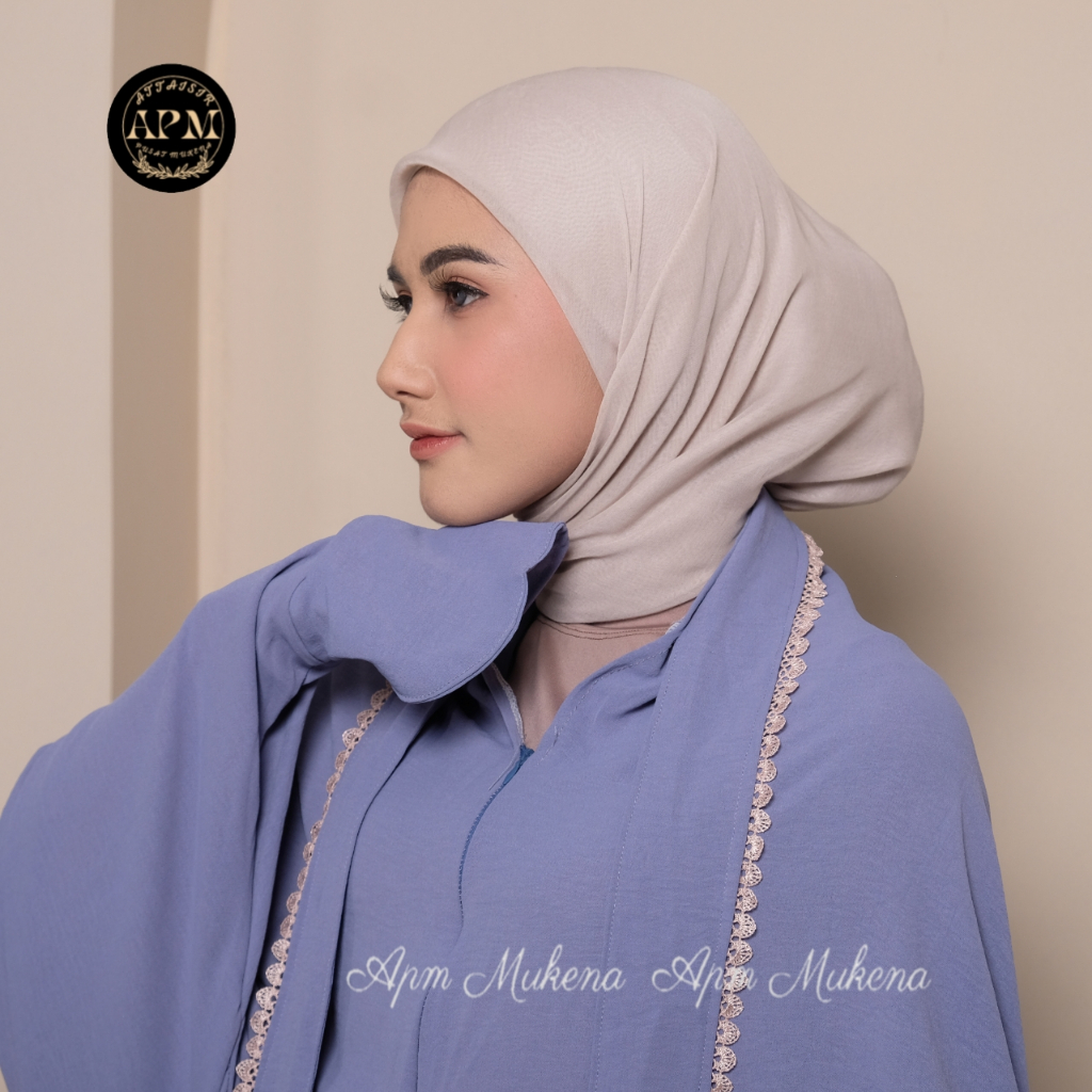 Apm Mukena  - Mukena Terusan Dewasa 3 In 1 Jumbo Crinkle Airflow Polos Renda Premium