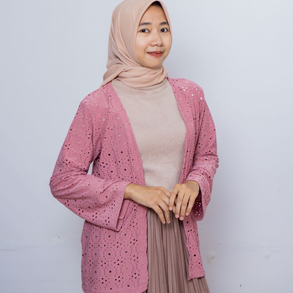 Cardigan Outer Katun Brukat Wanita Polos Gaya Casual Korean Style Pesta Kondangan Berkualitas Termurah