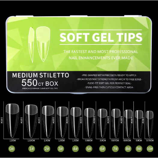 550pcs PREMIUM Soft Gel Tips Kuku Palsu Fleksibel