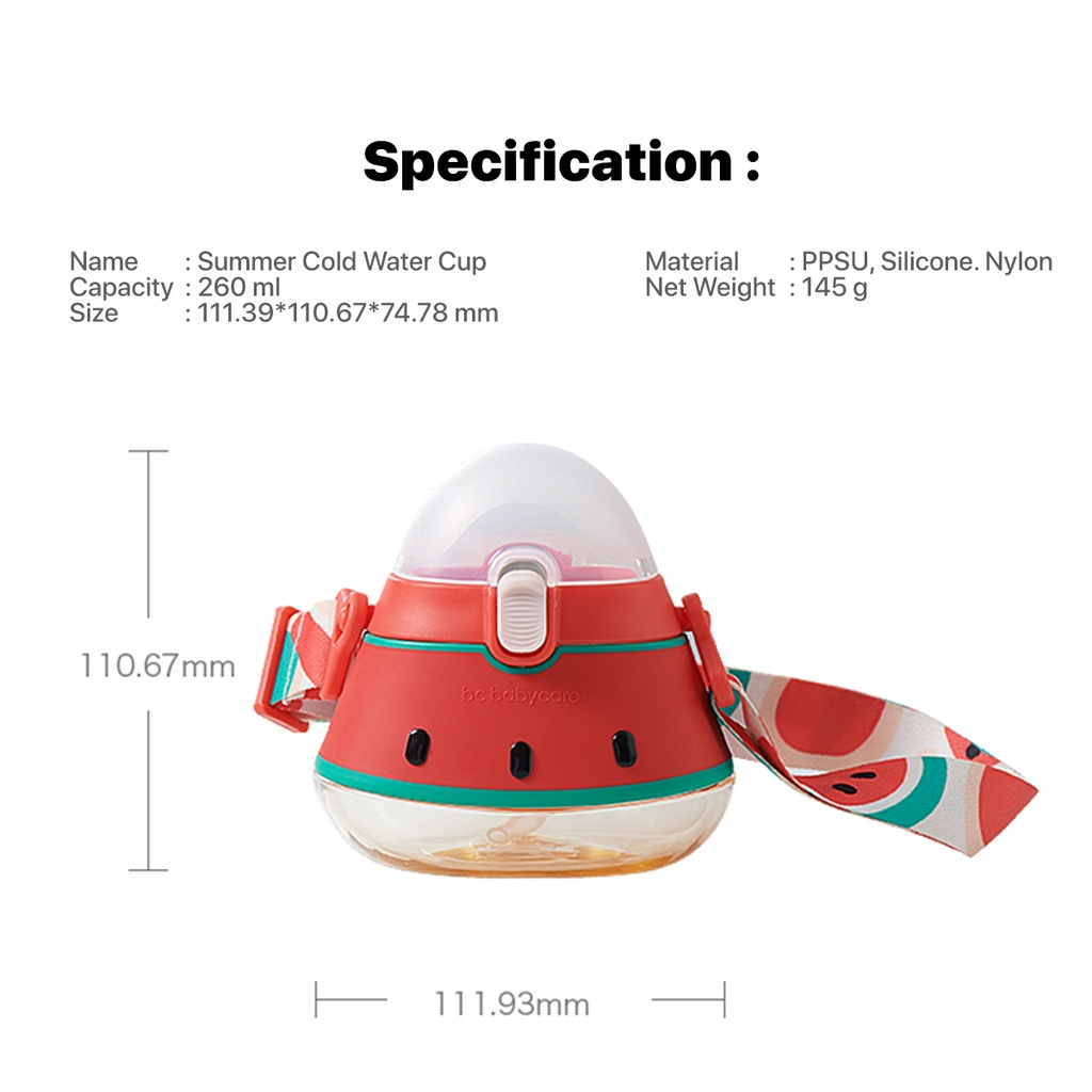 Sakumini X BC Babycare Watermelon Bottle Sippy Cup Ppsu Botol Minum Sedotan Anak 260ml