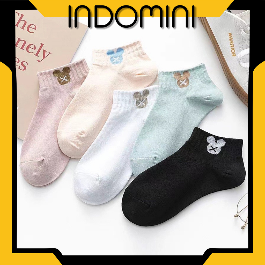 INDOMINI Kaos Kaki Pendek Wanita Fashion Sock Motif Miki Mouse Semata Kaki KK140