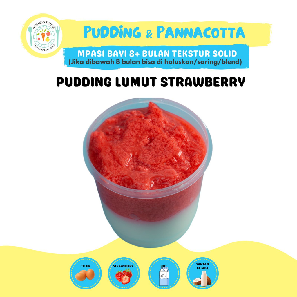 

PUDDING LUMUT STRAWBERRY (CATERING MAKANAN BAYI MPASI FROZEN BEKU/PENAMBAH BERAT BADAN ANAK)
