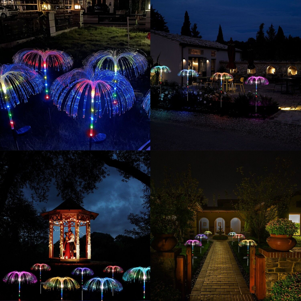 Lampu Taman LED Solar Berubah 7 Warna Tahan Air Lampu Kembang Api / Lampu Solar Outdoor Bunga Solar Jellyfish Light