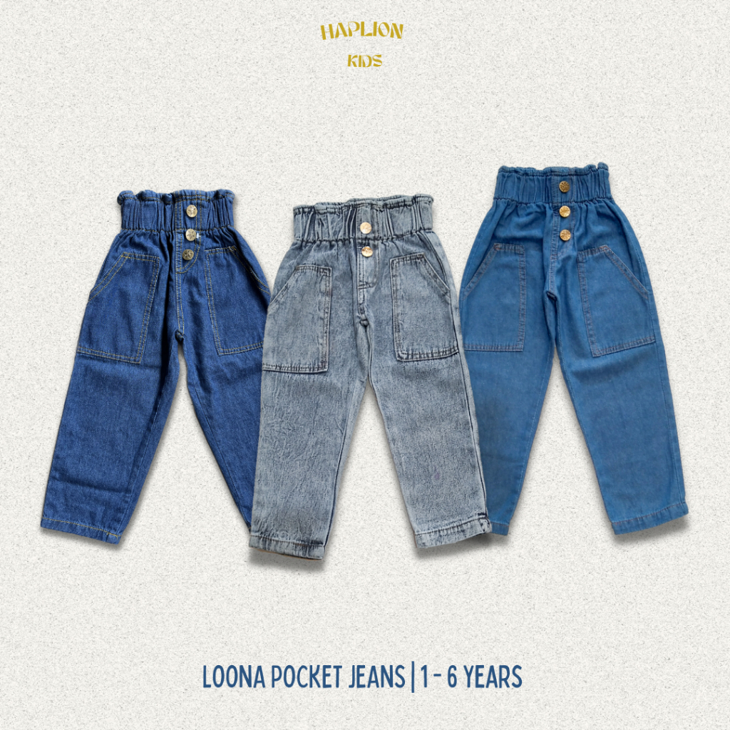 Celana Jeans Panjang Anak Perempuan Highwaist 1 - 6 Tahun Jeans Waist Anak Cewe | Haplion Kidswear