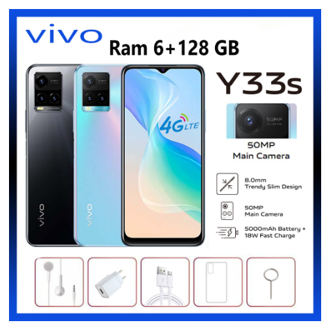 Vivo Y33s Ram 6+128 GB Indonesia vivo 16MP Depan 50MP Kamera Belakang Layar 6.58 inci