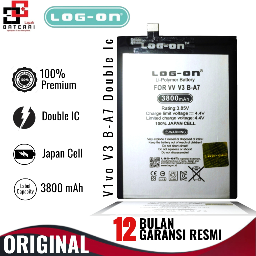 Log on - B-A7 Vivo V3 Double IC Battery Baterai Batre