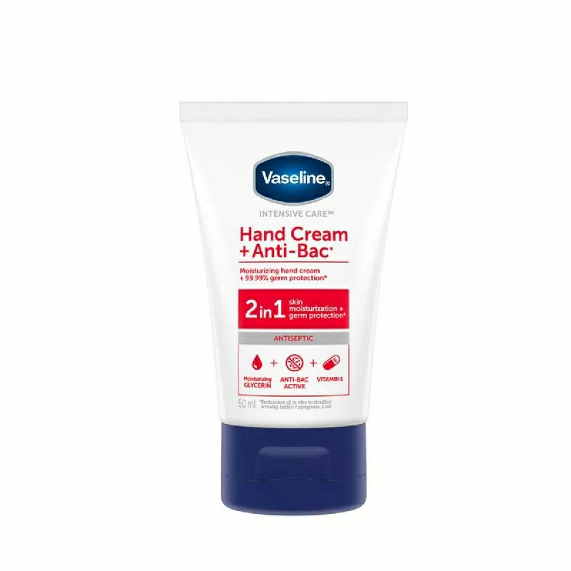 vaseline hand cream anti bacterial (50ml)-pelembab tangan vaseline hand cream+anti bac 50 ml