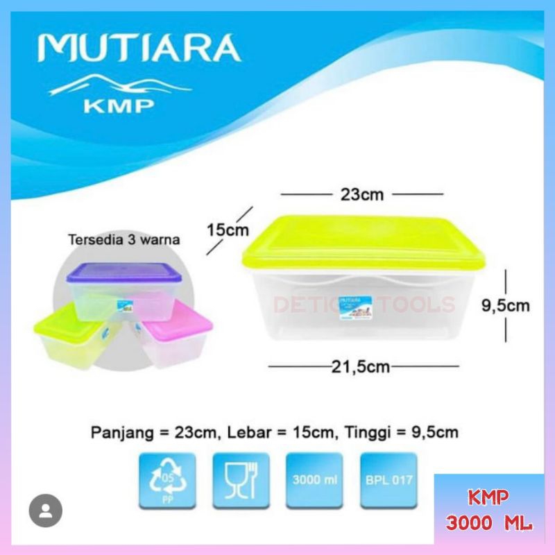 KMP MUTIARA 3000 ML / Food Box Bening / Wadah Penyimpanan Makanan, Ikan dan Sayuran