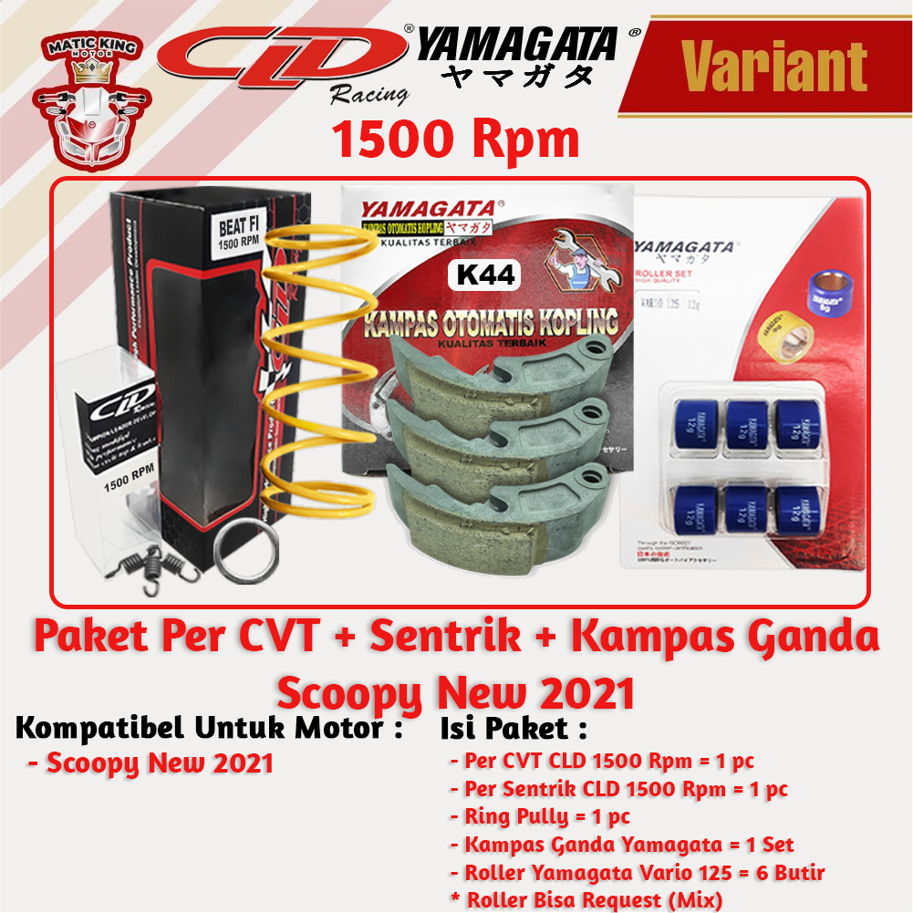 Paket Per CVT + Sentrik + Roller Kampas Ganda Honda Genio Beat Deluxe Scoopy New Vario Spacy 110 DAYTONA CLD YAMAGATA 1000/1500 RPM