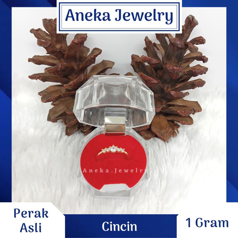 Cincin 5 Permata Full Mata, Perak 925