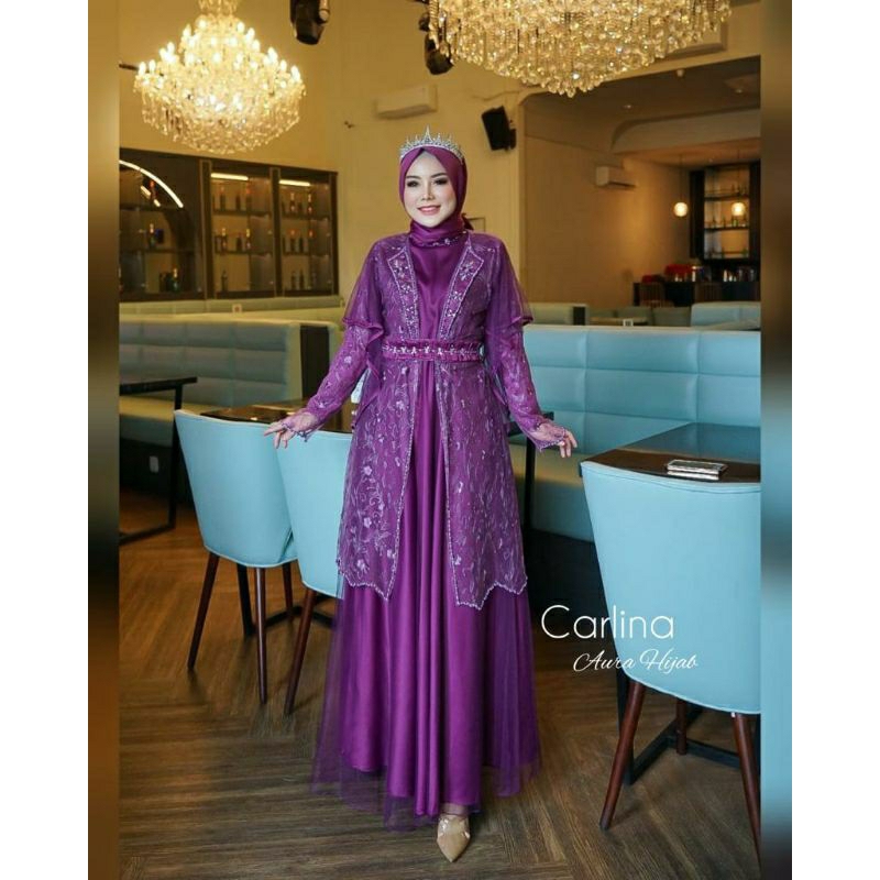 AF / GAMIS CARLINA GOWN / GAMIS BROKAT MEWAH / GAMIS PESTA / GAMIS AURA HIJAB / GAMIS AURA ORIGINAL