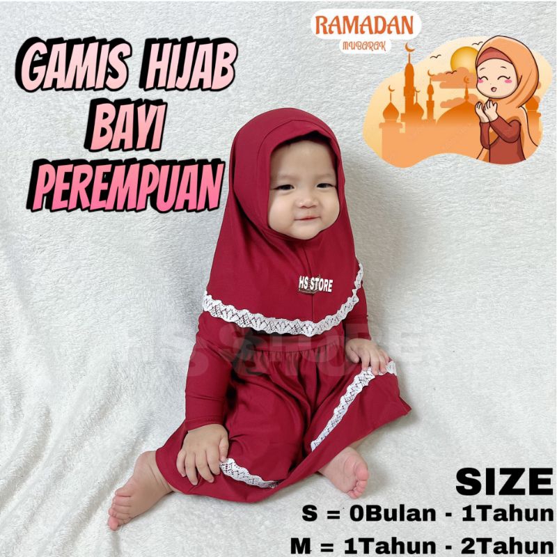 HARGA GROSIR !! GAMIS HIJAB BAYI PEREMPUAN / GAMIS ANAK PEREMPUAN FREE JILBAB TERMURAH