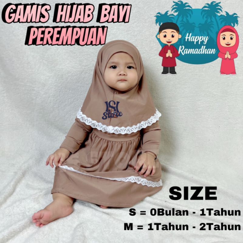 HARGA GROSIR !! GAMIS HIJAB BAYI PEREMPUAN / GAMIS ANAK PEREMPUAN FREE JILBAB TERMURAH