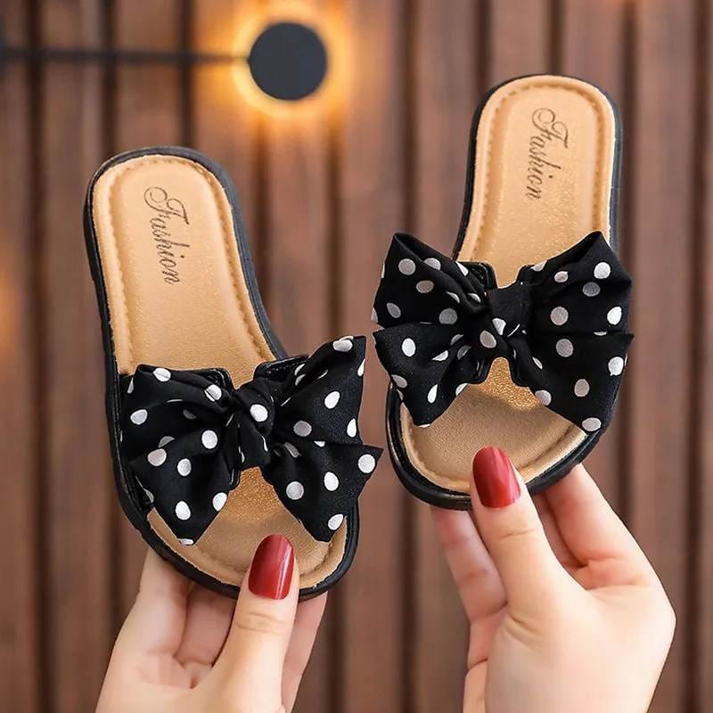 Sandal Selop Anak Perempuan Ribbon Polkadot