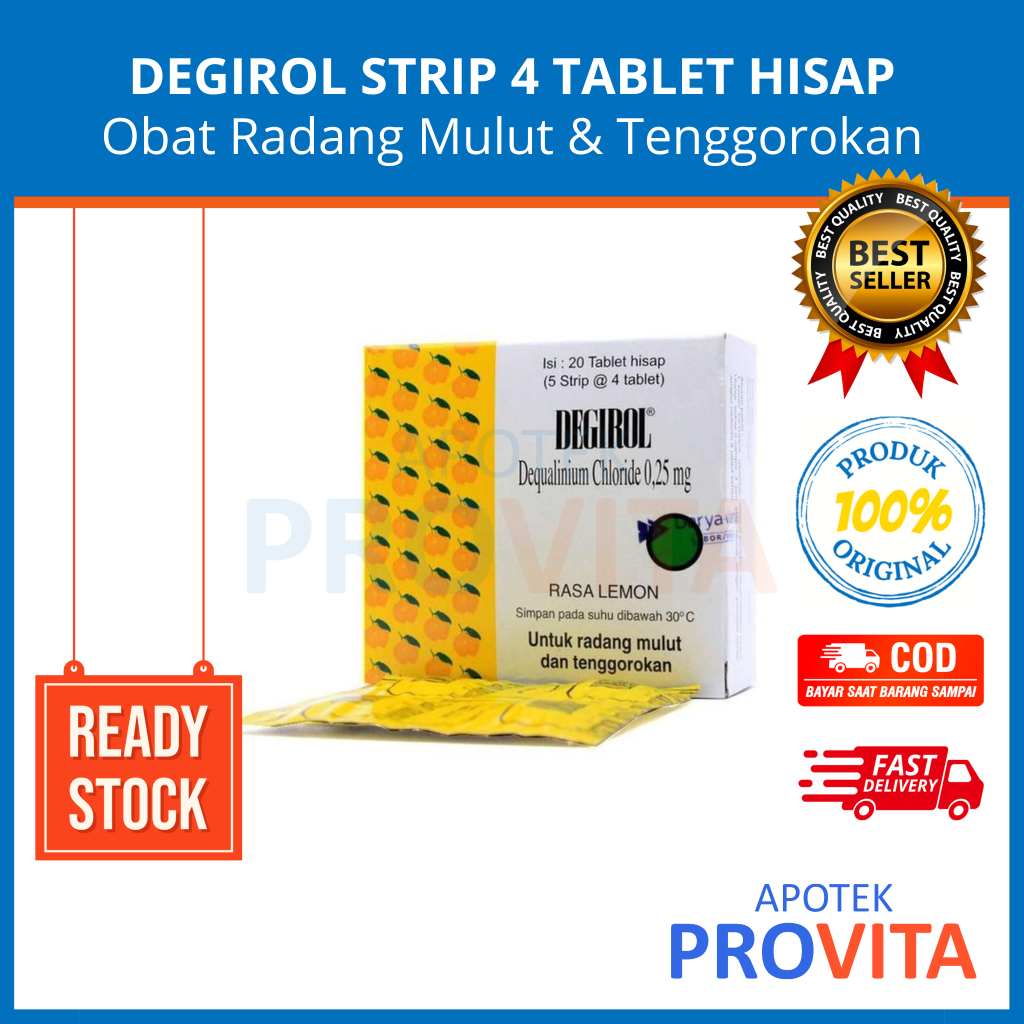 DEGIROL STRIP 4 TABLET HISAP - Obat Radang Mulut & Tenggorokan