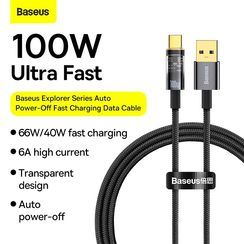 Baseus Explorer Series Auto Power-Off Cable USB to Type-C 100W 1m