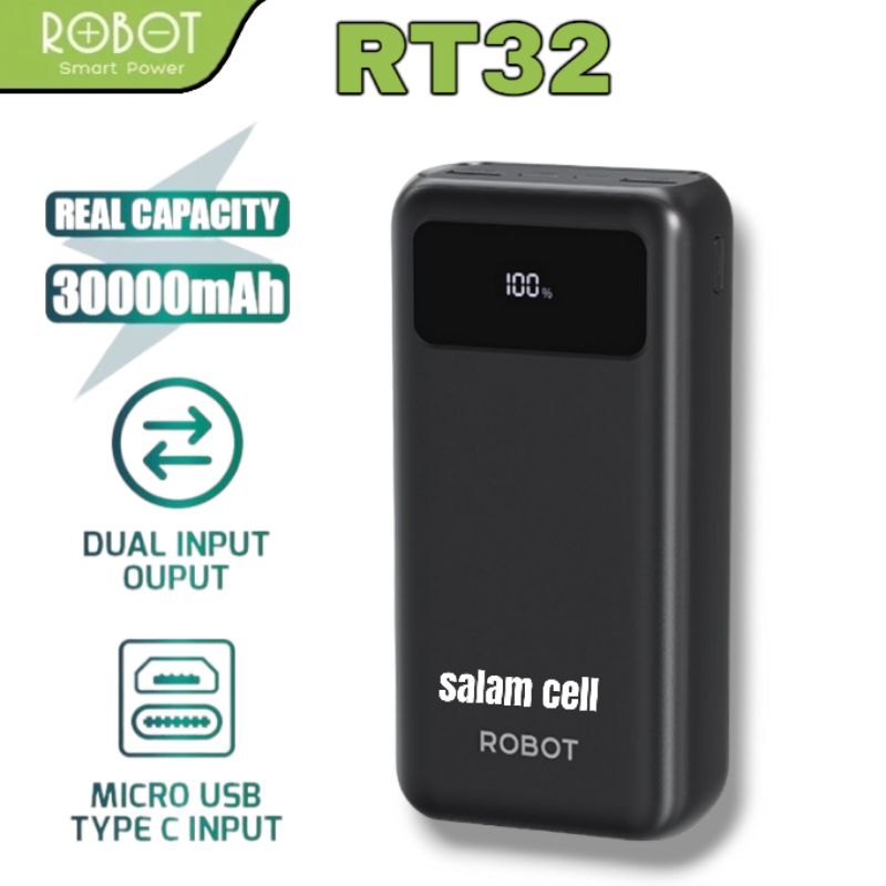 Powerbank ROBOT RT32 30.000mAh Fast Charging 22,5W Original Garansi Resmi