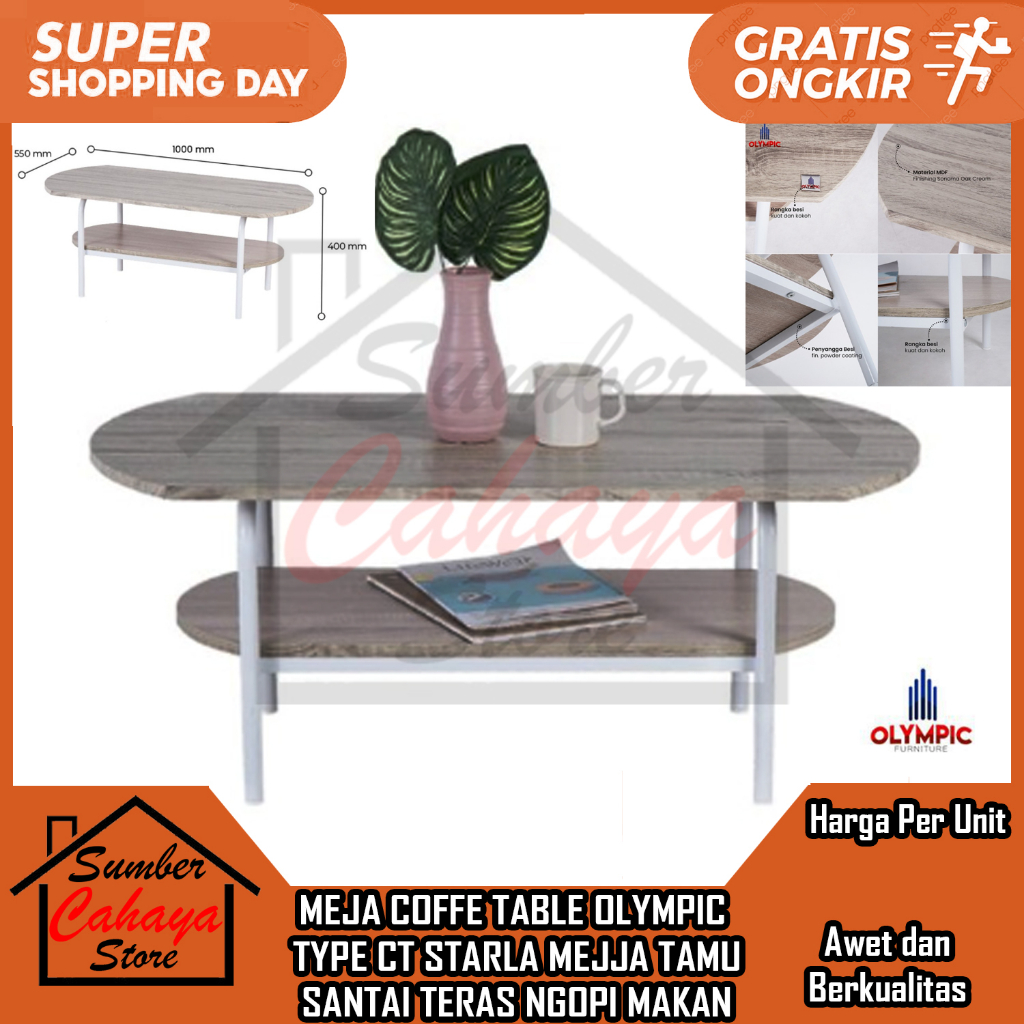 [Kargo] MEJA COFFE TABLE OLYMPIC TYPE CT STARLA MEJJA TAMU SANTAI TERAS NGOPI MAKAN RESTO RESTORAN S