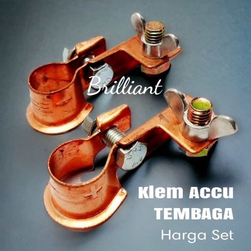 Klem Aki Accu - 100% Plat Tembaga Kuning - Harga Set 2pc