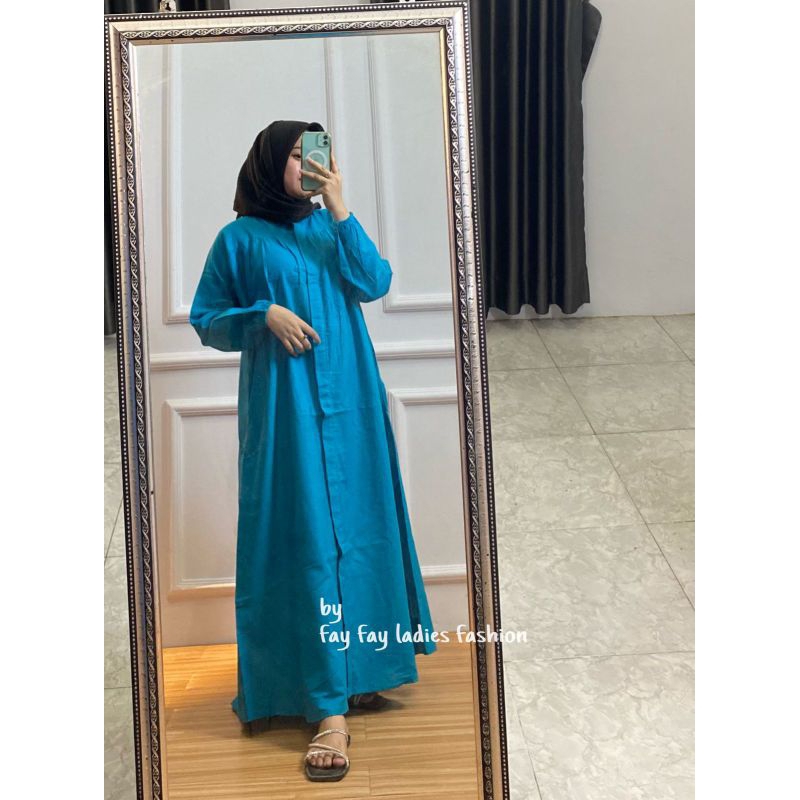 FayFay Gamis Silang Polos Katun Linen Rami Premium