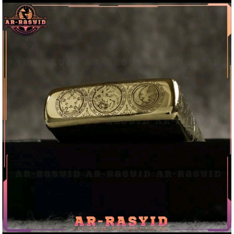 korek api minyak zippo gold motif game of thrones iron throne berkualitas