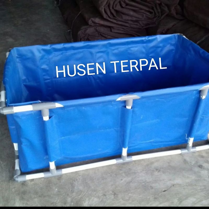 Terpal Kolam Fullset 200x100x25 rangka paralon bahan terpal terpaulin Korea semi karet Orchid
