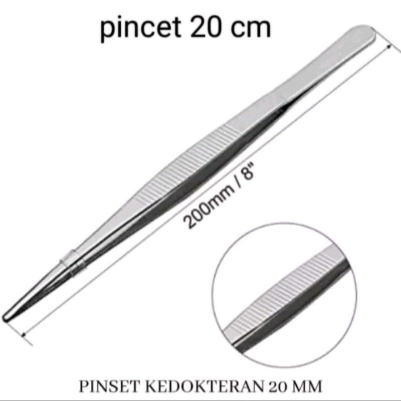 Pinset Stainless Steel Panjang 20 cm Lurus &amp; Bengkok