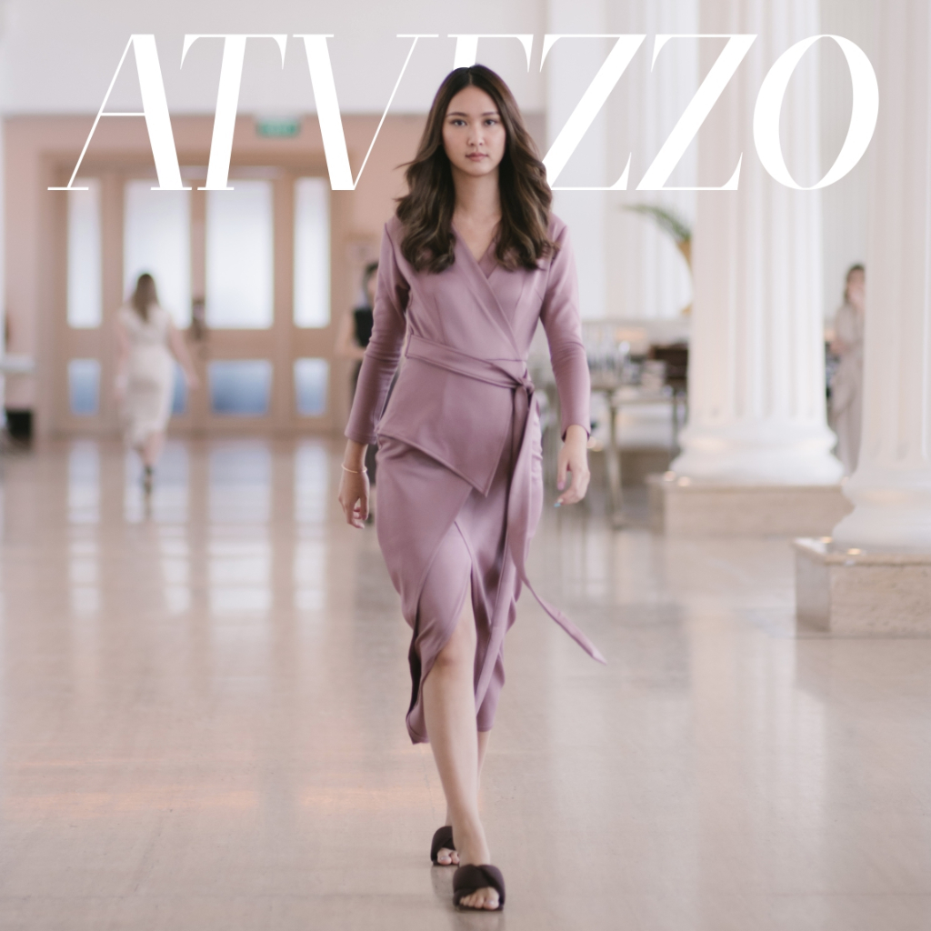 ATVEZZO Celyna Wrap Dress Mauve Ungu Dress Kondangan Gaun Pesta Dress Pesta Party Dress Formal Dress