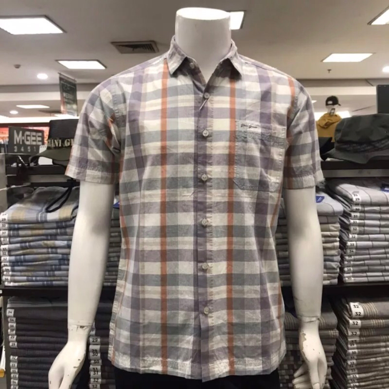 Kemeja Lengan Pendek Kotak-Kotak Ungu Muda dan Merah Muda G71102 047 08 - G71103 001 06 - G71104 009