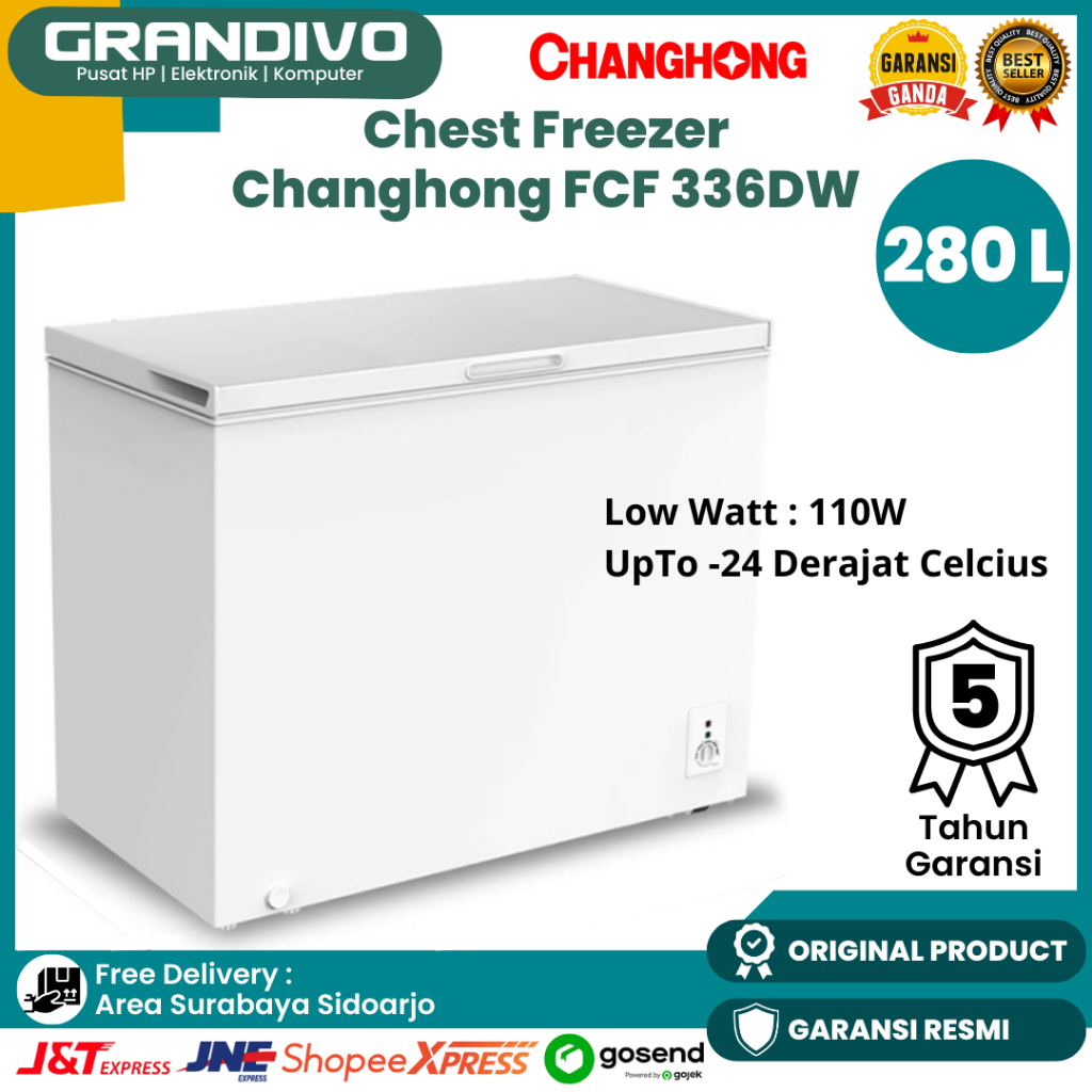 Freezer Changhong 280 Liter Freezer Changhong  FCF 336DW Garansi Resmi Changhong - Grandivo