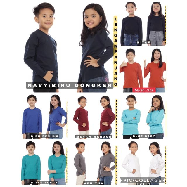 Kaos polos panjang anak - kaos polos panjang allsize - oblong panjang polos anak - KAOS PANJANG POLO