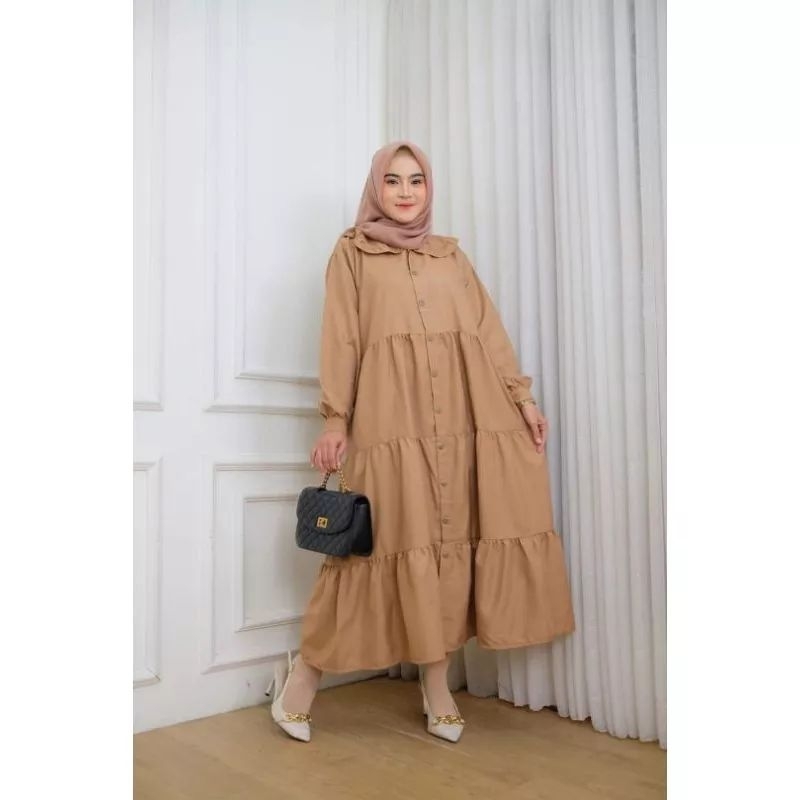 Gamis rayon rempel susun polos