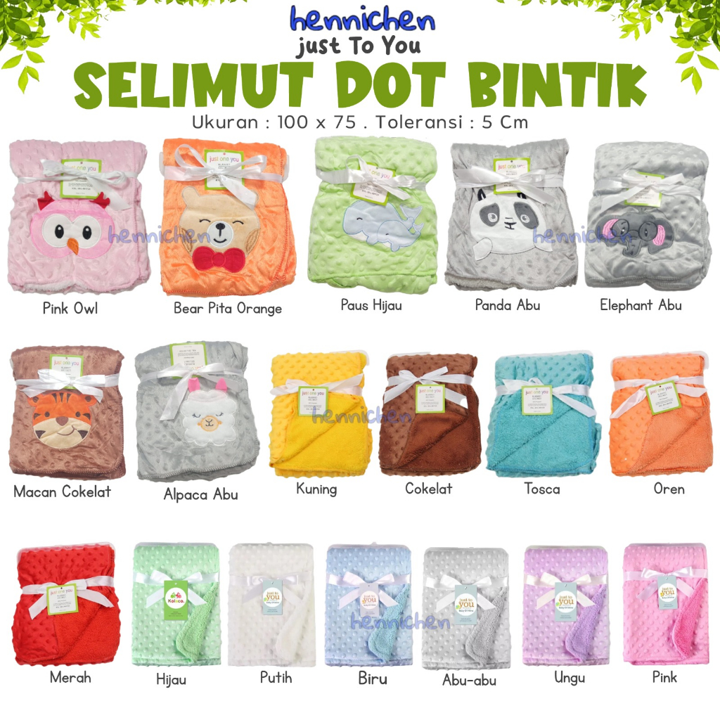 Selimut Just To You Premium Double Fleece Bayi Polos Bintik / Selimut Minky | Selimut Bumpy Corn /2