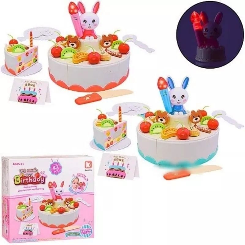 (SNI)Mainan DIY Music Happy Birthday Cake Kue Ulang Tahun Anak / Mainan Kue Tart Potong Lilin Tiup M