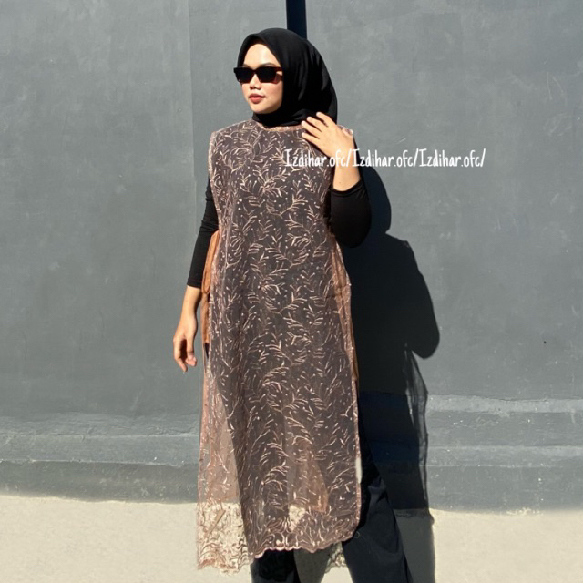 Aira Outer - outer lace jumbo / outer tile LD 120cm / outer panjang / outer brukat / outer tile kondangan / outer brokat kondangan / outer kondangan / Outer Swing Kekinian / Outer Size Besar / Outer Jumbo / Outer Hijab Kondangan