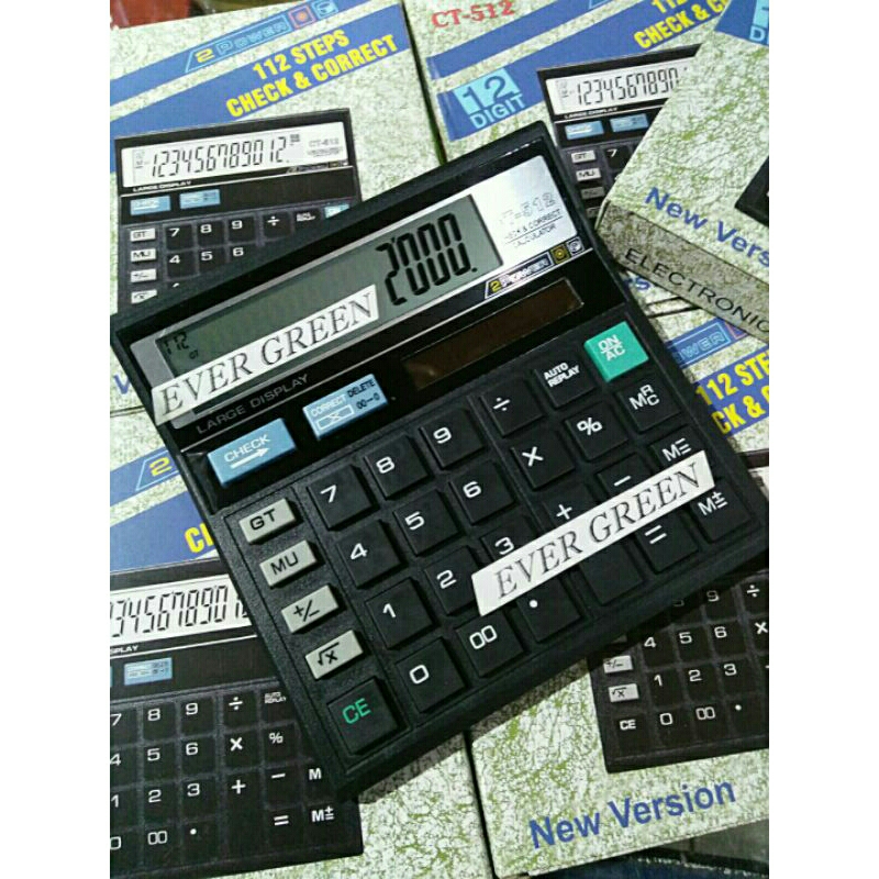

Calculator 12 Digit CT-512 (Digital Kalkulator Elektronik : 112 Step Auto Reply - Check ReCheck - Corrected/Delete - Memory - Dual Power - etc)