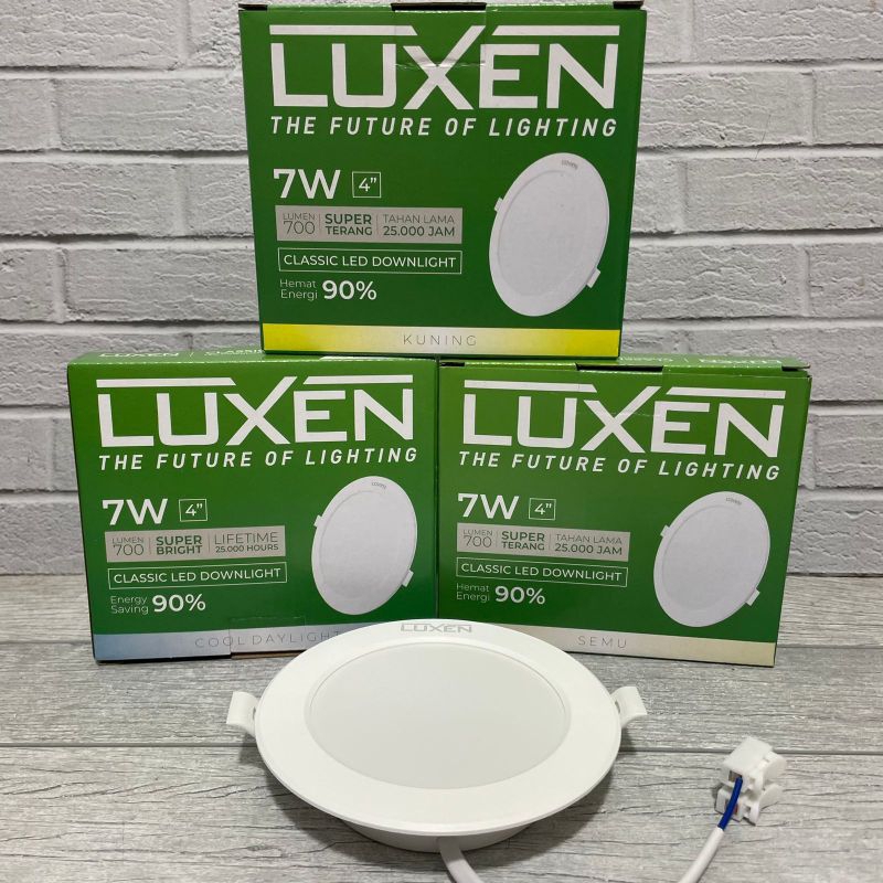 LUXEN CLASSIC DOWNLIGHT LED PANEL 7W INBOW IB BULAT TANAM DALAM PLAFON PUTIH COOL DAYLIGHT 6500K KUNING WARM WHITE 3000K NATURAL SEMU 4000K BERGARANSI 1 TAHUN BAGUS KUALITAS TERJAMIN